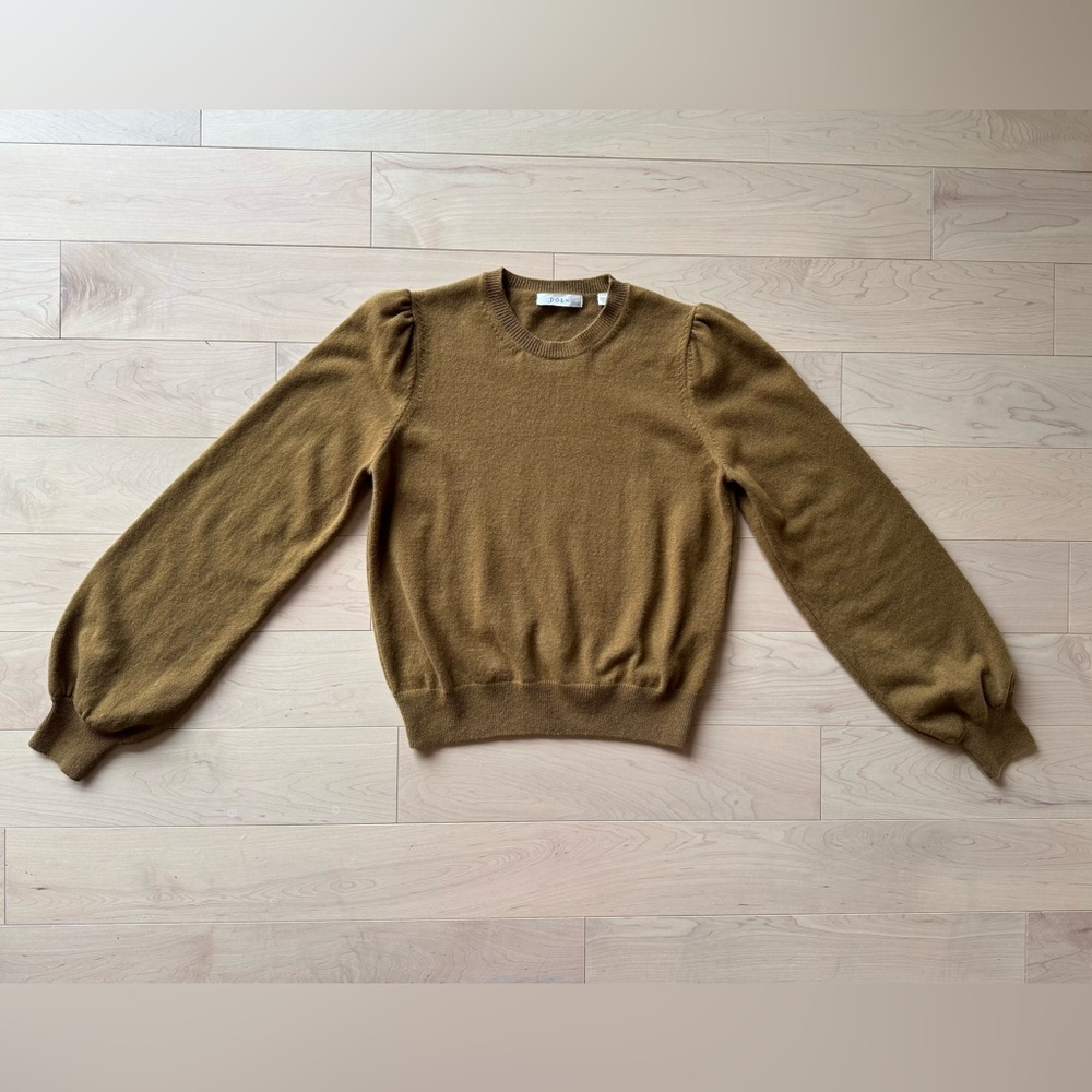 DOEN cashmere merino wool Ophelia sweater puff sleeve soft mustard gold M